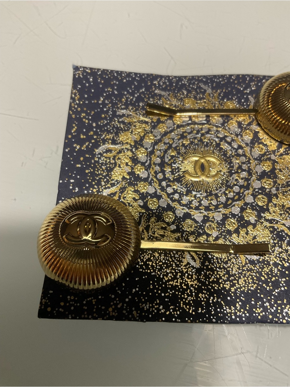 CHANEL Beaute Gold CC Button Hair Pins - Pair - Picture 4 of 10